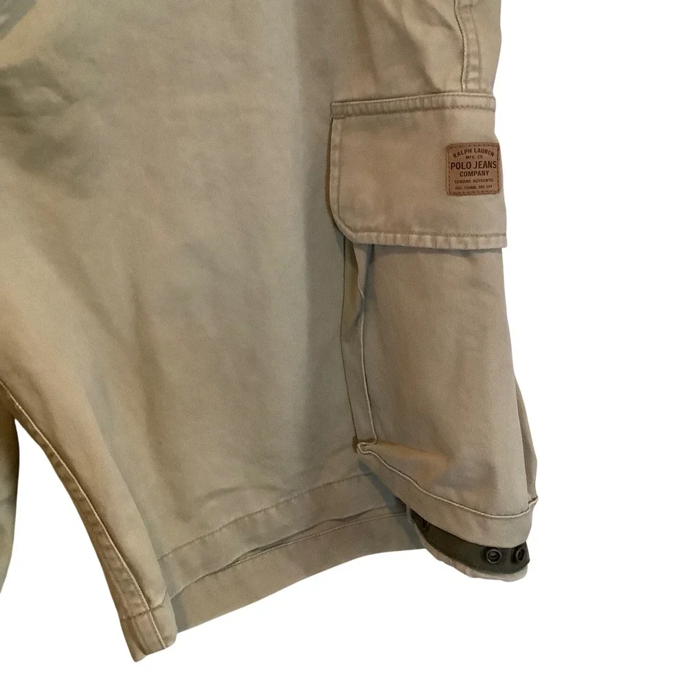 Polo Jeans Co Ralph Lauren Mens 42 Khaki Cargo Shorts 67th Reg Military Trousers
